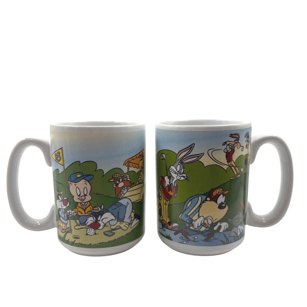 Looney Tunes Golf Mug Set 1995 Warner Bros Studio Store Bugs Daffy Elmer 12oz